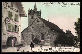 AK Avenches, L`Eglise, La Couronne Cafe Brasserie
